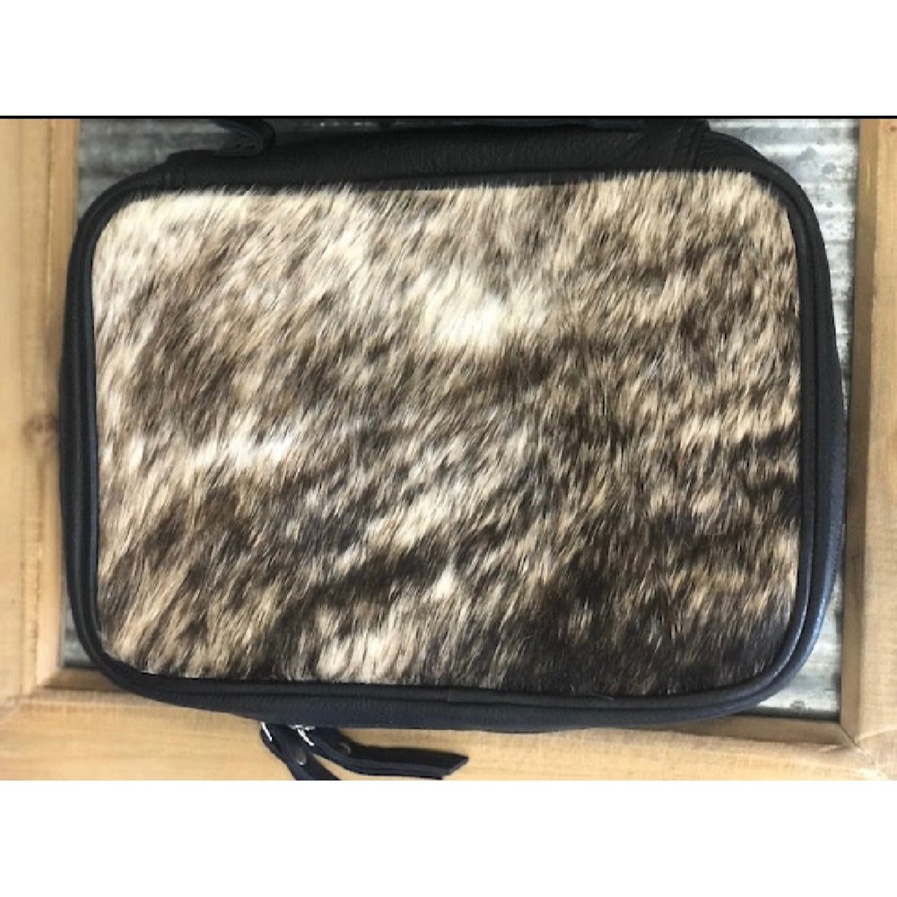 Jewelry Cowhide Travel Caseโ Organizer Black Leather Blue FeltLiner New
